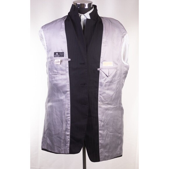 Michael Kors 44L Men Black Striped 3-Button Wool Blazer Suit Jacket Sport Coat - Picture 11 of 13